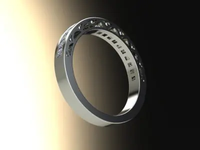 10094 wedding ring gold with diamonds 3D print model