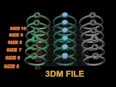 Bezel Single Diamond Ring 4mm50 Mix Size 3D print model