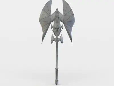 Axe sword with two wings Low-poly 3D model