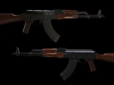 Low poly AK-47 with high resolution model and PBR textures Low-poly 3D model