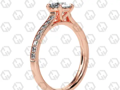 Ring 79 Round Shape and princess on shanks with Gems 3D print model