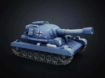 Hand-painted Q-version Tiger Tank 3D Model Low-poly 3D model