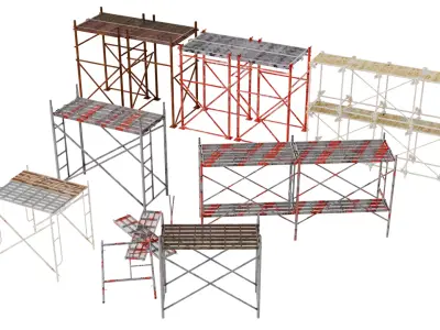 Industrial Construction Scaffolding Pack Low-poly 3D model