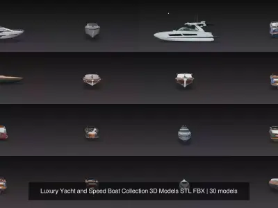 Luxury Yacht and Speed Boat Collection 3D Models STL FBX 3D Model Pack