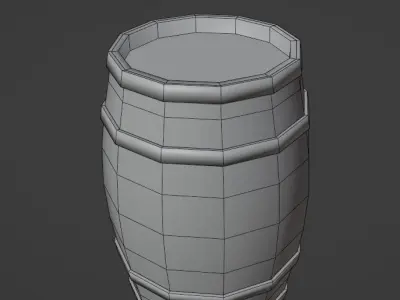 wooden barrel   Low-poly 3D model