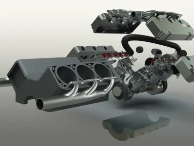V6 Engine Assembly 3D model