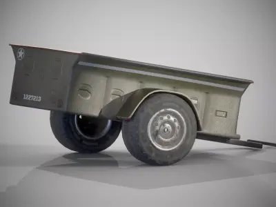 Military Cargo Trailer  Realistic 3D Vehicle Asset Low-poly 3D model
