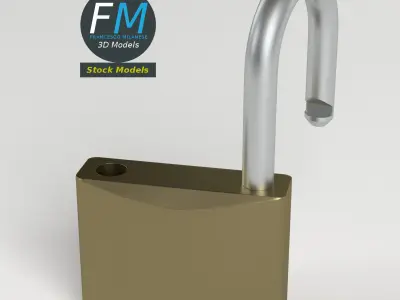 Openable padlock 3D model
