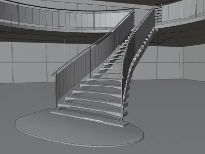 Futuristic mall Ladder future exhibition interior and exterior 3D model