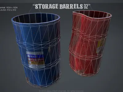 Barrels storage Low-poly 3D model