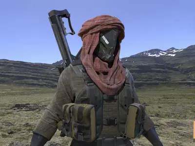 Female Soldier 04 DESERT SNAKE Low-poly 3D model