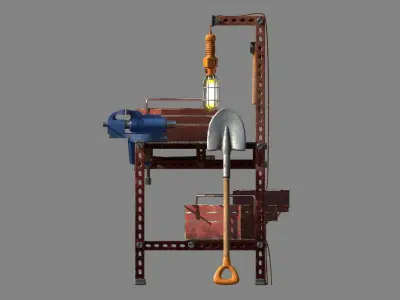 Workbench with tools 3D model