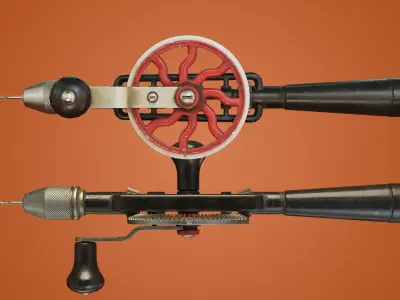 Old Hand Drill Low-poly 3D model get