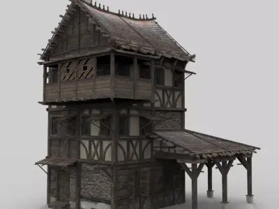 Medieval house fantasy 06 Low-poly 3D model