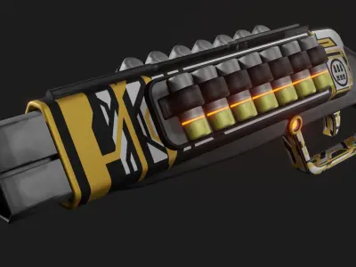 Sci-fi shotgun Low-poly 3D model