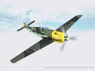  Messerschmitt Bf-109E-4 Green 1 3D model