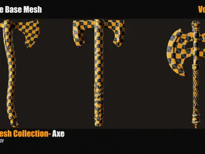 20 Axe Base Mesh Low-poly 3D model