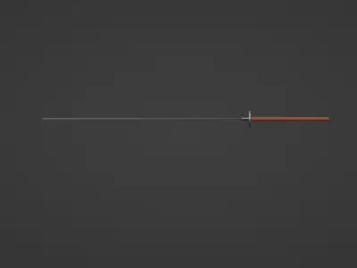 Long silver katana 3D model