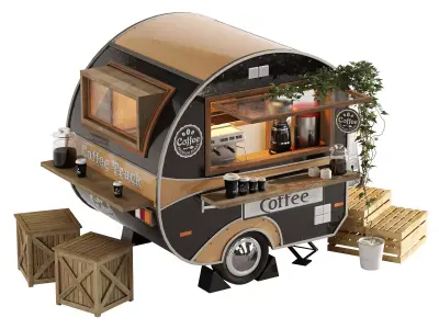 Realistic model of Foodtruck trailer set 6 3D model