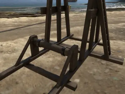 Trebuchet crane Low-poly 3D model