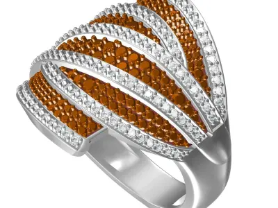 Antique Brown and White Diamond Ring 3D print model