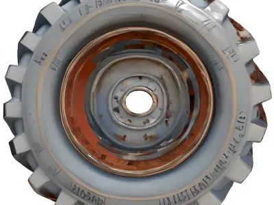 Industrial OffRoad Muddy Tire Low-poly 3D model