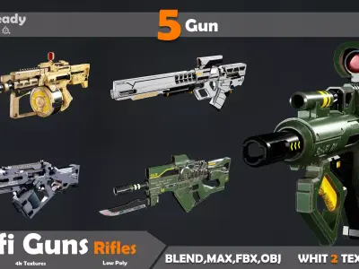 5 HD Scifi Rifle  Low-poly 3D model