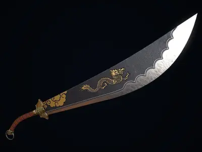 Two-handed Dao sword Low-poly 3D model