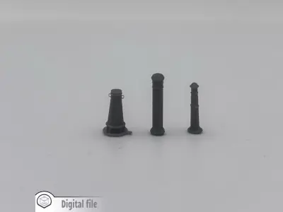 Set of 3 urban bollard 1 train model  3D print model
