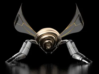 Machine Bee Low-poly 3D model