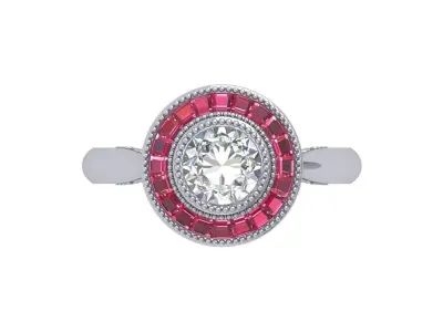 Solitaire Engagement Art Deco Ring 3D print model 66