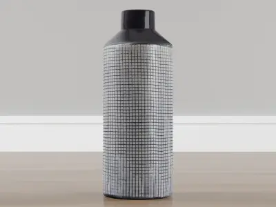 Contemporary Ceramic Dark Grey and White Spouted Vase Grey Low-poly 3D model