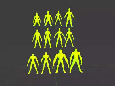 Alien Fantasy Character Base Meshes Low-Medium Poly Low-poly 3D model