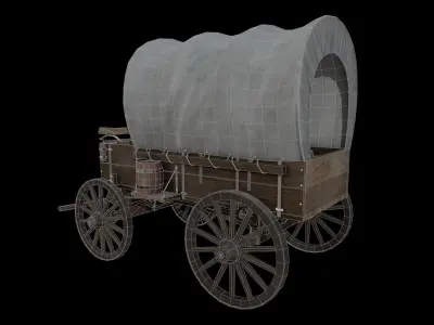 Western wagon Low-poly 3D model get