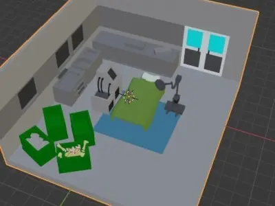 3D Low poly city block Low-poly 3D model