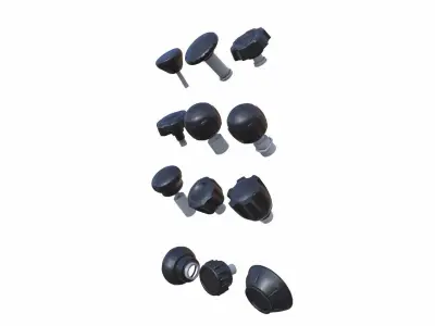 Industrial 12 Knobs Set Low-poly 3D model