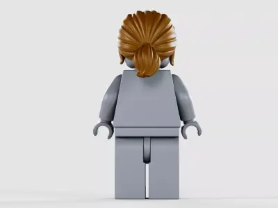 Lego Minifigure Brown Ponytail Hair 3D model
