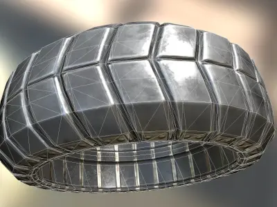 Futuristic Tire Metal Version Low-poly 3D model