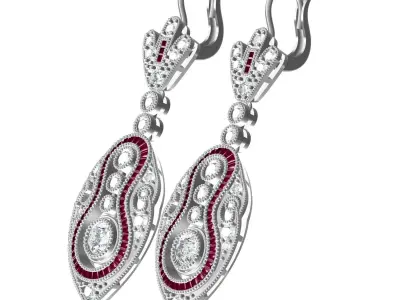 Antique Art Deco Style Earring 3 3D print model
