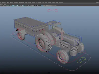 Cartoon Tractor Trolley Fully Rigged Game Ready 3D Model Free Free low-poly 3D model