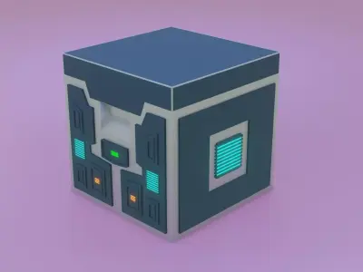 Unwilling the futuristic Sci-fi crate Low-poly 3D model