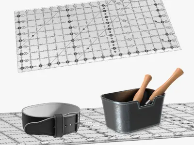 Leather Workshop with Belt Collection 3D model