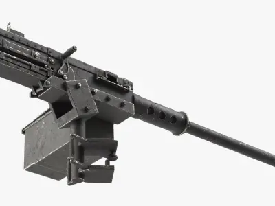 Used Vehicle Heavy Machine Gun Black 3D model