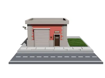 Warehouse  Low-poly 3D model