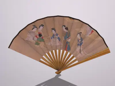 Folding fan Low-poly 3D model purchase