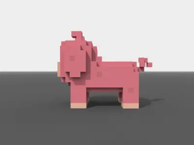 Voxel Pig Low-poly 3D model