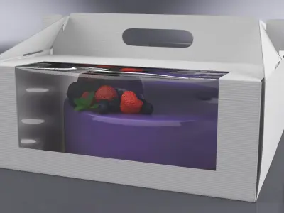 Cardboard Transport Box with Fruit Cake 3D model
