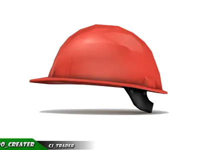 Worker Helmet Red Safety Helmet Lowpoly 3d model Low-poly 3D model