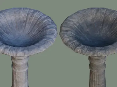 Ancient Garden Concrete Fountain old water Low-poly 3D model