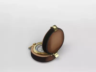 Vintage Leather Compass 3D Model 3D model